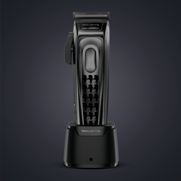 Aparat de tuns Rowenta x Karl Lagerfeld Barber Experience TN155LE0, 6500 rpm, autonomie 150 min, 6 piepteni ficsi, 6 piepteni fade, lame inox, indicator LED, baza de incarcare, negru & gri [15]