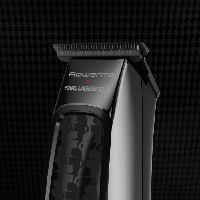 Aparat de tuns Rowenta x Karl Lagerfeld Barber Experience TN185LE0, 6500 rpm, autonomie 90 min, 5 piepteni ficsi, lame inox, baza de incarcare, indicator LED, negru & gri [6]