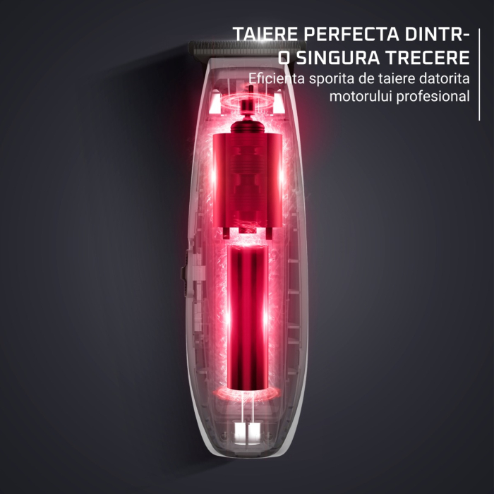 Aparat de tuns Rowenta x Karl Lagerfeld Barber Experience TN185LE0, 6500 rpm, autonomie 90 min, 5 piepteni ficsi, lame inox, baza de incarcare, indicator LED, negru & gri [7]