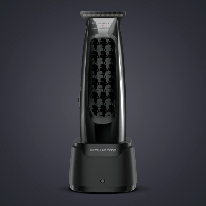 Aparat de tuns Rowenta x Karl Lagerfeld Barber Experience TN185LE0, 6500 rpm, autonomie 90 min, 5 piepteni ficsi, lame inox, baza de incarcare, indicator LED, negru & gri [5]