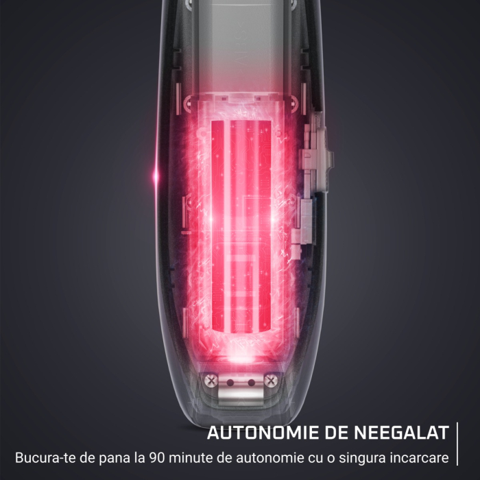 Aparat de tuns Rowenta x Karl Lagerfeld Barber Experience TN185LE0, 6500 rpm, autonomie 90 min, 5 piepteni ficsi, lame inox, baza de incarcare, indicator LED, negru & gri [12]