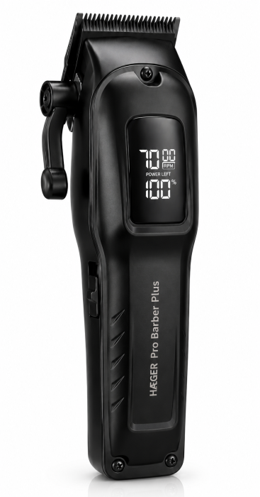 Aparat de tuns si trimmer HAEGER Pro Barber Plus, set 2 in 1, display LED, 10 piepteni, USB-C, Negru [3]