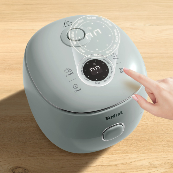 Aparat multifunctional de gatit orez Tefal Pop RK5354E0, 350 W, capacitate 0.7 L, 8 programe, tehnologie digitala, functie mentinere la cald, verde [12]
