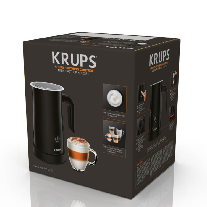 Aparat pentru spumat laptele Krups XL100810, 150 ml, 500 W, baza rotativa, invelis antiaderent, Negru [7]