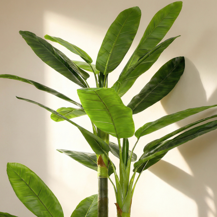  Arbore de Bananier Artificial, Planta Artificiala cu 18 Frunze, 180 cm, Verde [8]