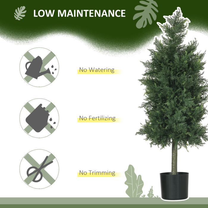 Arbori Topiari de Cedru Artificial, Set de 2 Plante Artificiale in Ghivece, Plante Decorative, 38x12.5x90 cm, Verde [7]