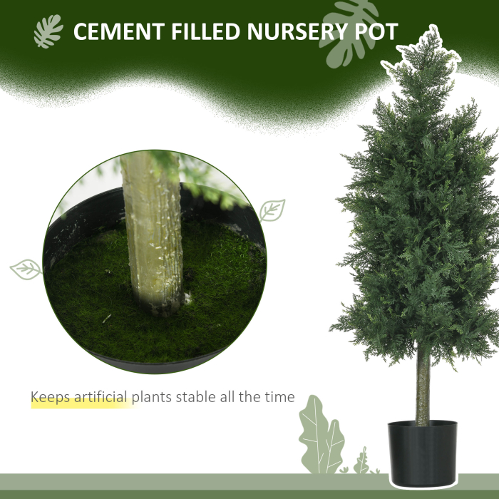  Arbori Topiari de Cedru Artificial, Set de 2 Plante Artificiale in Ghivece, Plante Decorative, 38x12.5x90 cm, Verde [6]