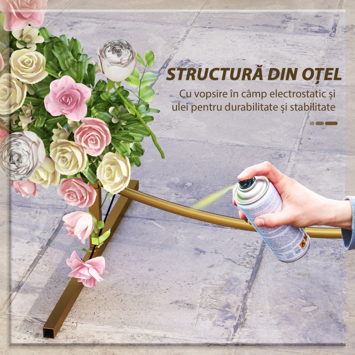  Arc de Gradina din Otel Auriu - Arc Decorativ Rotund pentru Baloane, Plante Cataratoare, Flori - Pentru Nunti, Aniversari, Ceremonii - 2,24 m [5]