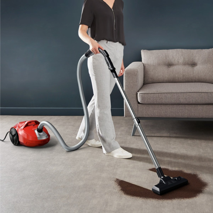 Aspirator cu sac Rowenta Compact Power parquet RO3953EA, 900W, Clasa A, Tub telescopic din metal, Sac Hygiene+, Rosu [2]