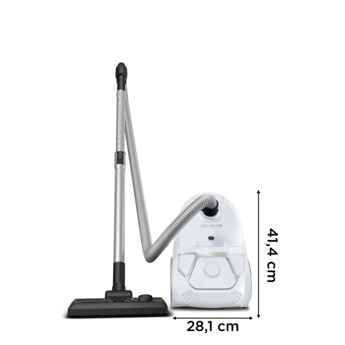 Aspirator cu sac Rowenta Compact Power RO3927EA, 750W, filtrare 2 nivele 99.98%, recipient sac 3L, raza de operare 8.8m, alb [6]