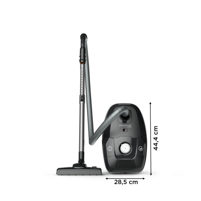 Aspirator cu sac Rowenta Green Force Max Silence RO6136EA, 750 W, 70% plastic reciclat, 3 niveluri de filtrare, sac Hygiene+, Negru/argintiu  [15]