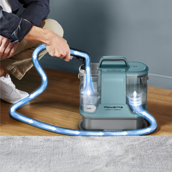 Aspirator cu spalare Rowenta Clean IT Compact IN3021F0, 400W, rezervor apa & detergent 1.4L, rezervor apa murdara 0.85L, functie autocuratare, accesoriu spatii inguste, detergent inclus, verde [4]