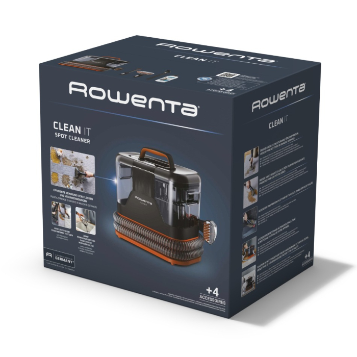 Aspirator cu spalare Rowenta Clean IT IN5011F0, 400W, rezervor apa & detergent 1.8L, rezervor apa murdara 1.5L, functie autocuratare, accesoriu spatii inguste, detergent inclus, portocaliu & negru [5]