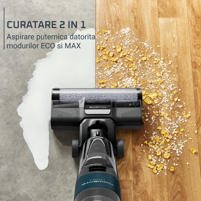 Aspirator cu spalare Rowenta X-Clean 2 GZ2251E0, 120W, 440 RPM, pana la 35 min autonomie, ecran LED, panou de control, verde & negru [5]