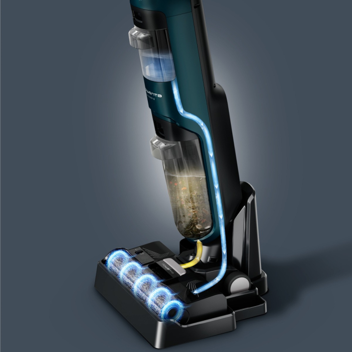 Aspirator cu spalare Rowenta X-Clean 2 GZ2251E0, 120W, 440 RPM, pana la 35 min autonomie, ecran LED, panou de control, verde & negru [7]