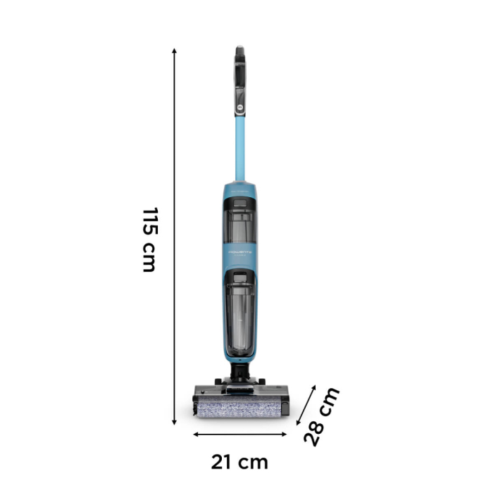 Aspirator cu spalare Rowenta X-Clean 2 GZ2271E0, 120W, 440 RPM, pana la 35 min autonomie, ecran LED, 2 role, panou de control, albastru & negru [12]