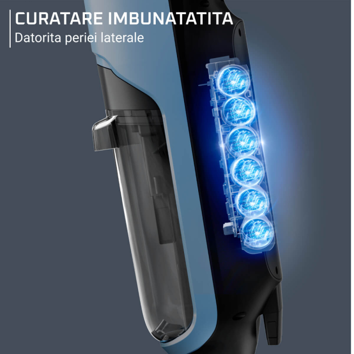 Aspirator cu spalare Rowenta X-Clean 2 GZ2271E0, 120W, 440 RPM, pana la 35 min autonomie, ecran LED, 2 role, panou de control, albastru & negru [6]