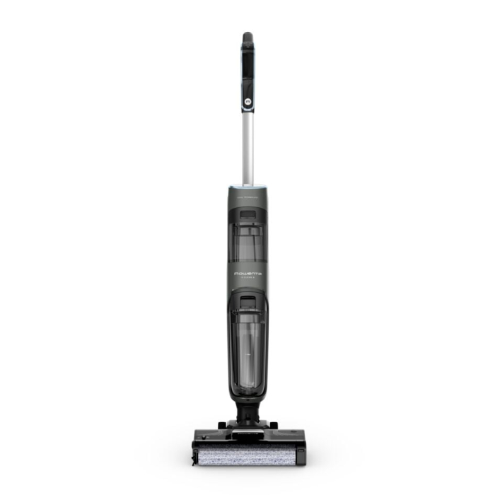 Aspirator cu spalare Rowenta X-Clean 4 GZ5037WO, 200W, 425 RPM, pana la 50 min autonomie, ecran LED, functie autocuratare, baza de incarcare, nivel scazut de zgomot, gri & negru [13]