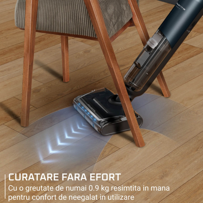 Aspirator cu spalare Rowenta X-Clean 7 GZ5735E0, 250 W, 530 RPM, pana la 50 min autonomie, ecran LED, functie uscare & autocuratare, baza de incarcare, verde & gri [6]