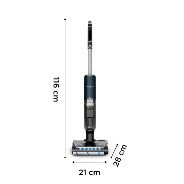 Aspirator cu spalare Rowenta X-Clean 7 GZ5735E0, 250 W, 530 RPM, pana la 50 min autonomie, ecran LED, functie uscare & autocuratare, baza de incarcare, verde & gri [16]