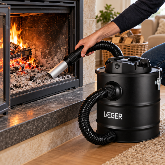 Aspirator de cenusa HAEGER FIREPLACE 18, 800 W,  Capacitate 18 L, Filtru HEPA ignifug, Duza din aluminiu 23 cm, Furtun metalic 1 m, Pentru Sobe, Cazane pe peleti sau lemne, Seminee, Negru [3]