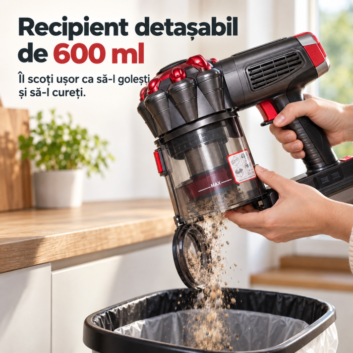 Pachet promo Aspirator fara fir HAEGER JUPITER II, Alimentare 22.2V, tub flexibil, autonomie pana la 40 min + Fier de calcat cu abur HAEGER VAPOUR PRO, Talpa ceramica, 2700W [9]