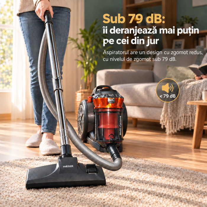 Pachet promo Aspirator fara sac HAEGER MAX CYCLON, Putere 700W, Capacitate 3L, Filtrare multiciclonica + Fier de calcat cu abur HAEGER DARK RIVER, Talpa din inox, Putere 2200W [8]