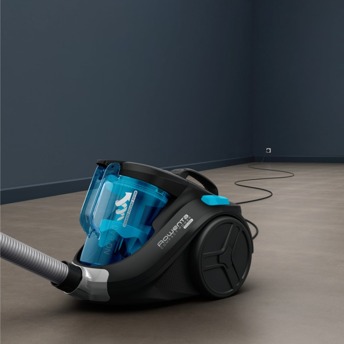Aspirator fara sac Rowenta Compact Power RO3731, 750 W, 1.5 l, filtru de inalta eficienta, raza de operare 8.8 m, Negru/Albastru [3]