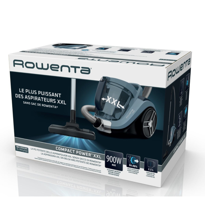 Aspirator fara sac Rowenta Compact Power XXL RO4B11EA, 900 W, recipient pentru praf 2.5 L, filtrare 99.98%, compact, bleu [9]