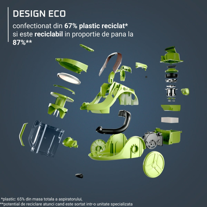 Aspirator fara sac ROWENTA Green Force Cyclonic Max RO7B11EA, 750 W, recipient de praf 2.5 L, filtrare tip HEPA, design eco, negru & albastru [5]