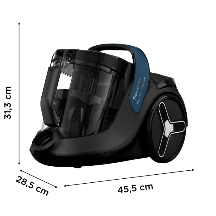 Aspirator fara sac ROWENTA Green Force Cyclonic Max RO7B11EA, 750 W, recipient de praf 2.5 L, filtrare tip HEPA, design eco, negru & albastru [12]