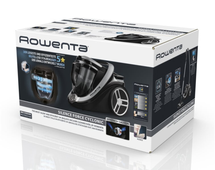 Aspirator fara sac Rowenta Silence Force Cyclonic 5***** RO7689EA, 550 W, Tehnologie Ciclonica, cap de aspirare Power Air, maner Ergo Comfort, capacitate sac 2.5L, lungime cablu 8.4m, Argintiu [5]