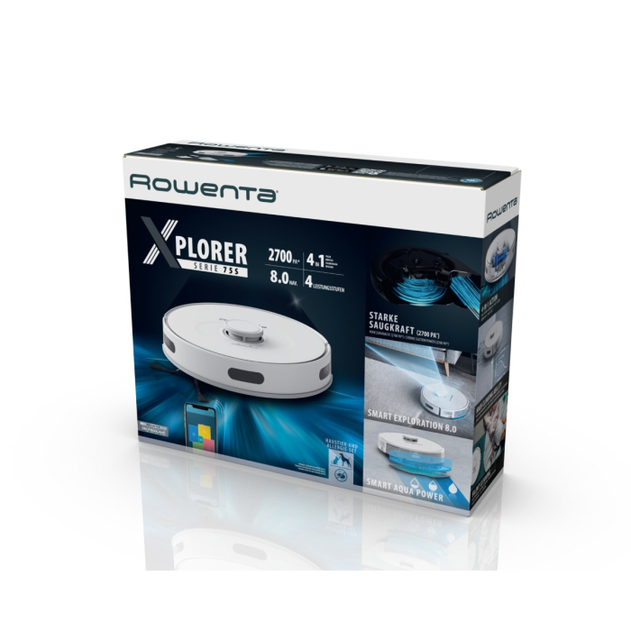 Aspirator robot Rowenta X-Plorer Serie 75 S RR8577WH, putere de aspirare 2700 Pa, autonomie 120 min, aspirare si spalare, navigatie laser, Wi-Fi, comp [14]