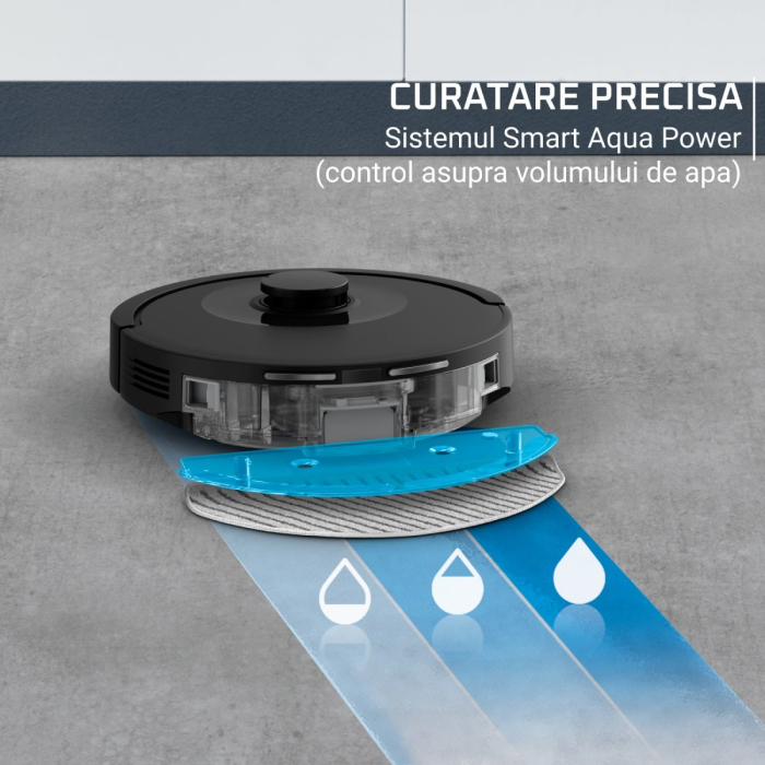 Aspirator robot Rowenta X-Plorer Serie 85 RR87C5WH, aspira si spala, putere de aspirare 6000 Pa, autonomie 270 minute, 4 trepte de putere, statie de incarcare, sistem Smart Aqua Power, negru [6]