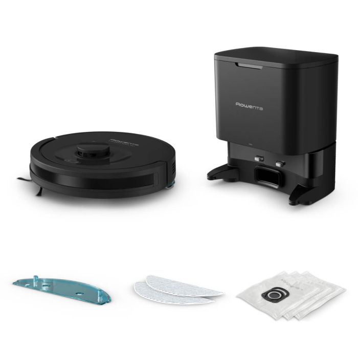 Aspirator robot Rowenta X-Plorer Serie 85+ RR87D5WH, aspira & spala, putere aspirare 6000 Pa, autonomie 270 minute, 4 trepte putere, statie de incarcare si golire praf, sistem Smart Aqua Power, negru [16]
