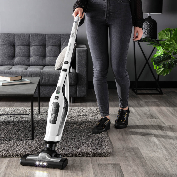 Aspirator vertical 2in1 Dual Force Rowenta RH6737WH, 100W, 18V, autonomie 45 min, 2 viteze, recipient 0.6L, pliabil, alb [8]
