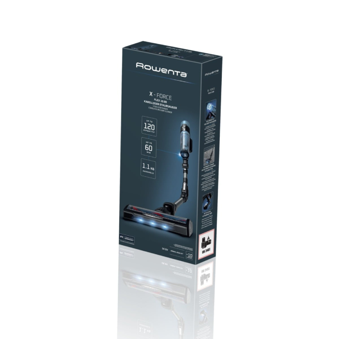 Aspirator vertical fara fir Rowenta X-Force Flex 10.80 Aqua RH7AD5E0, 300 W, 120 air watts, autonomie 60 minute, recipient praf 0.44L, functie boost, iluminare LED, sistem Smart Control, greutate redu [15]