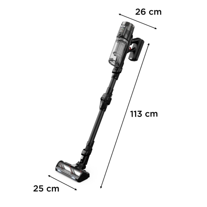 Aspirator vertical fara fir Rowenta X-Force Flex 12.60 Neo Complete RH9L55E0, 150 air watts, autonomie de pana la 60 min, recipient praf 0.65L, iluminare LED, tub Flex, funcție Boost, negru & gri [13]