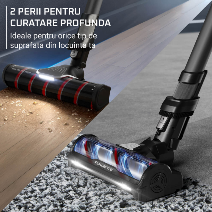 Aspirator vertical fara fir Rowenta X-Force Flex 12.60 Neo Complete RH9L55E0, 150 air watts, autonomie de pana la 60 min, recipient praf 0.65L, iluminare LED, tub Flex, funcție Boost, negru & gri [4]