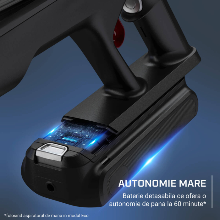 Aspirator vertical fara fir Rowenta X-Force Flex 13.60 Complete Animal RH9A93E0, 150 air watts, iluminare LED, tub flex, funcție boost, capacitate recipient praf 0.65L, rosu & argintiu [7]