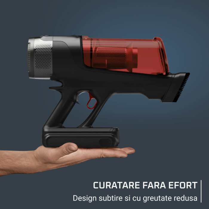 Aspirator vertical fara fir Rowenta X-Force Flex 13.60 Complete Animal RH9A93E0, 150 air watts, iluminare LED, tub flex, funcție boost, capacitate recipient praf 0.65L, rosu & argintiu [3]