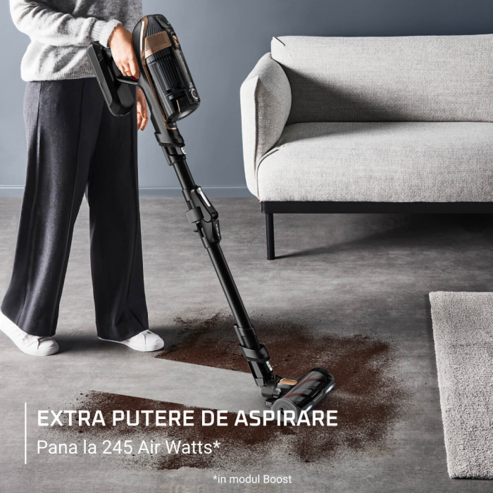 Aspirator vertical fara fir Rowenta X-Force Flex 15.60 Animal RH99F3WO, 550W, 2 baterii cu autonomie de cate 80 min, Tehnologie flex, display control, accesorii animal care, stație încarcare, recipien [6]