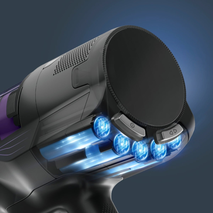 Aspirator vertical fara fir Rowenta X-Pert 5.80 RH5A31E0, 150 W, autonomie de pana la 40 minute, iluminare LED, sistem Digital Control, greutate redusa, filtrare pana la 99%, violet & argintiu [4]