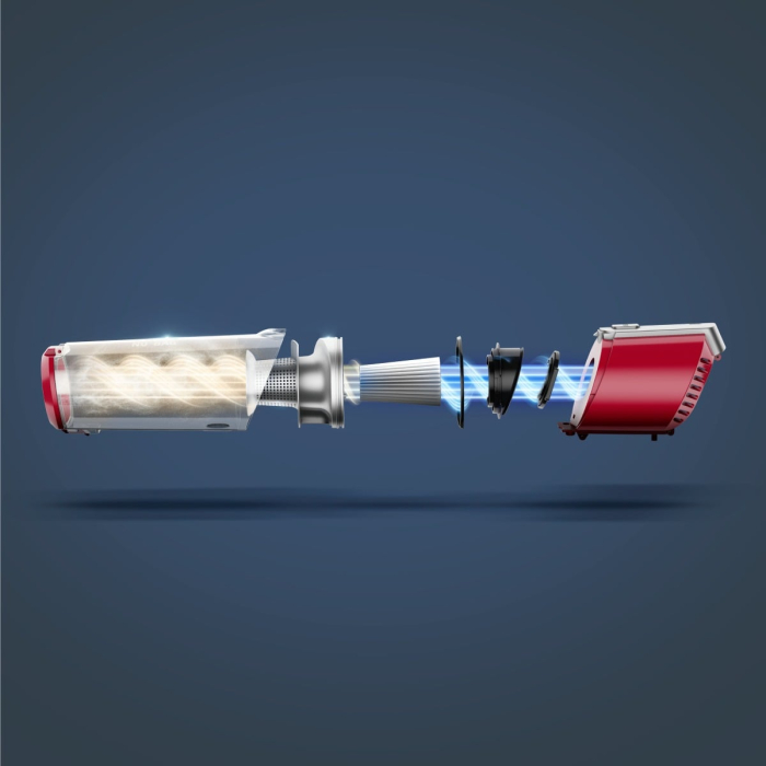 Aspirator vertical Rowenta Air Force Light RH6543WH, autonomie max 30 min, iluminare cu led, recipient 0.65L, filtru spuma, Rosu [7]