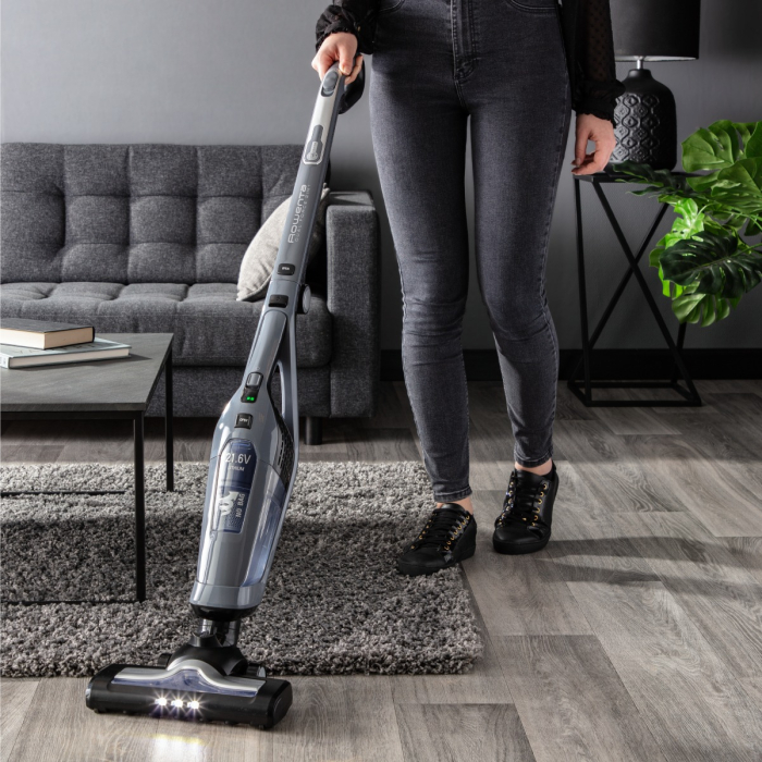 Aspirator vertical Rowenta Dual Force 2 in 1 RH6756WO, 48W, 21.6V, 0.6L, autonomie 45 min, perie de aspirare rotativa, Gri [10]