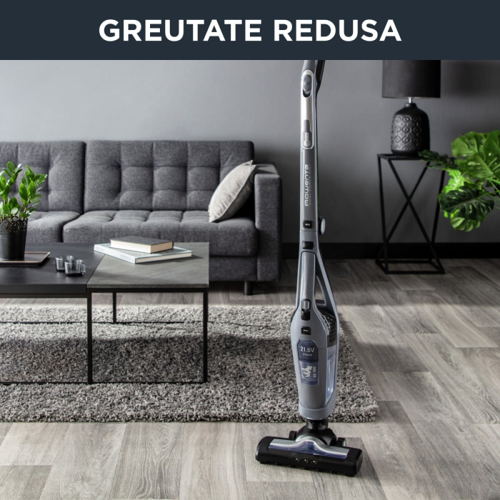 Aspirator vertical Rowenta Dual Force 2 in 1 RH6756WO, 48W, 21.6V, 0.6L, autonomie 45 min, perie de aspirare rotativa, Gri [8]