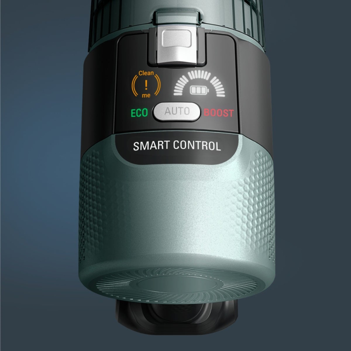 Aspirator vertical Rowenta X-Force Flex 10.80 RH7A35E0, 300 W, 18.5V, autonomie 60 minute, recipient 0.44 L, tehnologie flex, perie cu LED, panou digital SmartControl, filtrare 99.9%, verde & negru [5]
