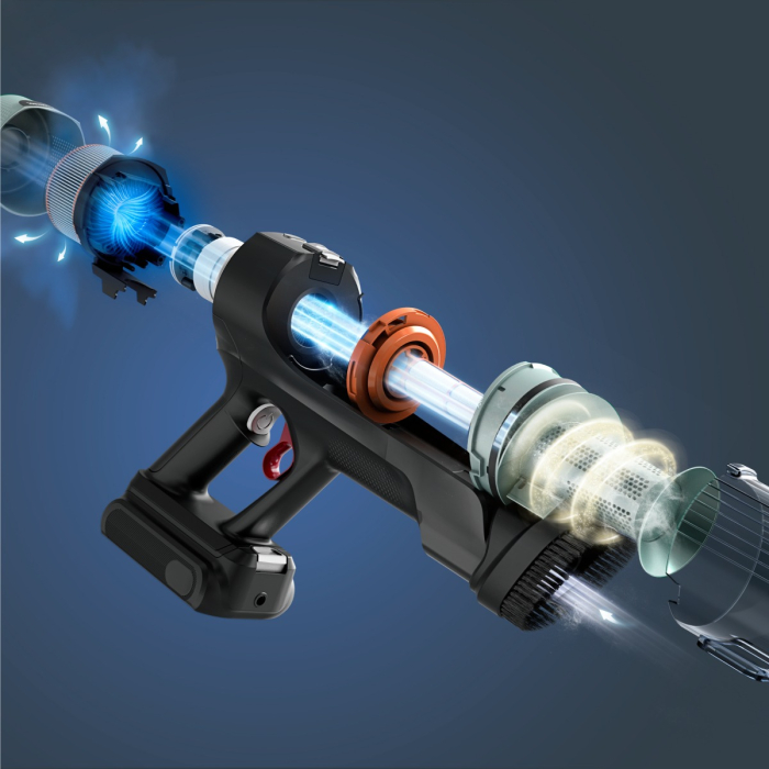 Aspirator vertical Rowenta X-Force Flex 10.80 RH7A35E0, 300 W, 18.5V, autonomie 60 minute, recipient 0.44 L, tehnologie flex, perie cu LED, panou digital SmartControl, filtrare 99.9%, verde & negru [3]