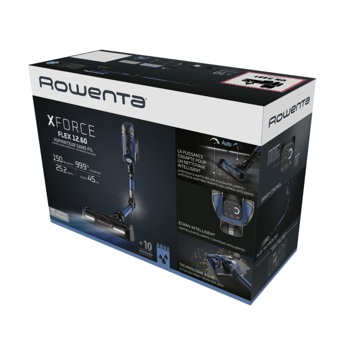 Aspirator vertical Rowenta X-Force Flex 12.60 Aqua RH98C0WO, 320 W, 0.9 l, Autonomie 45 minute, mop Aqua, Albastru/Negru [19]