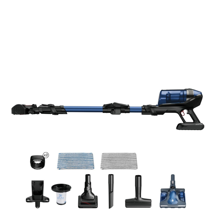 Aspirator vertical Rowenta X-Force Flex 12.60 Aqua RH98C0WO, 320 W, 0.9 l, Autonomie 45 minute, mop Aqua, Albastru/Negru [14]